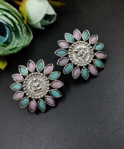 Designer Spiritual Earrings - Best Oxidised Replica Stud Earring For Girls