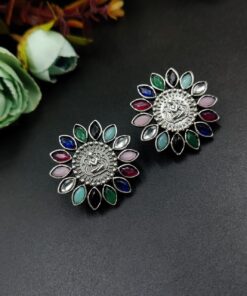 Alternative view of Designer Spiritual Earrings - Best Oxidised Replica Stud Earring For Girls