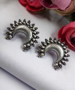 Premium Quality Oxidised Stud Earrings - Silver Look Like Stud