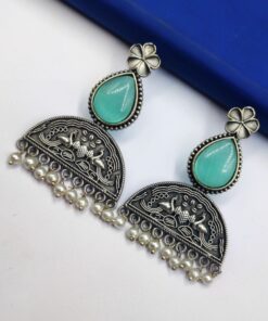 Peacock Stud Earrings - Best Silver Look alike Monalisa Stone Earring
