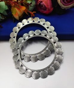 Designer Sea Shell Bangles - Best German Silver Oxidised Bangle For Girls