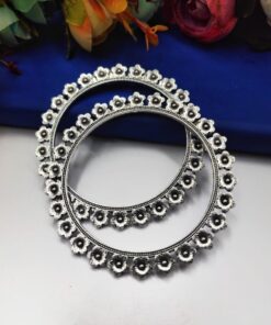 Best Designer Flower Bangle Oxidised German Silver For Girls