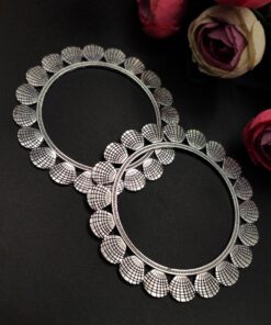 Alternative view of Designer Sea Shell Bangles - Best German Silver Oxidised Bangle For Girls