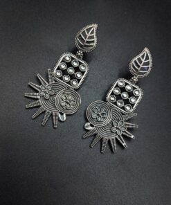 Silver Replica Earrings - Trendy Silver Look aLike Dangler Earring