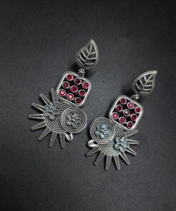 Alternative view of Silver Replica Earrings - Trendy Silver Look aLike Dangler Earring