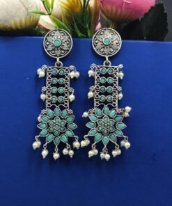 Designer Oxidised Silver Look aLike Dangler Earrings