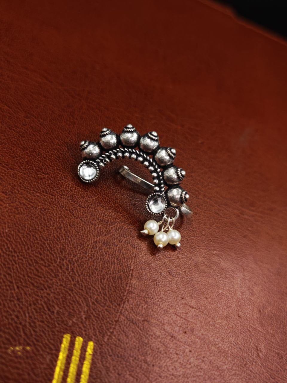 Oxidised Marathi Nath - Affordable Silver Plated Press Nosepin - Image 7