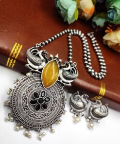 Alternative view of Gorgeous Oxidized Peacock Necklace: Unleash Your Style with Exquisite Elegance