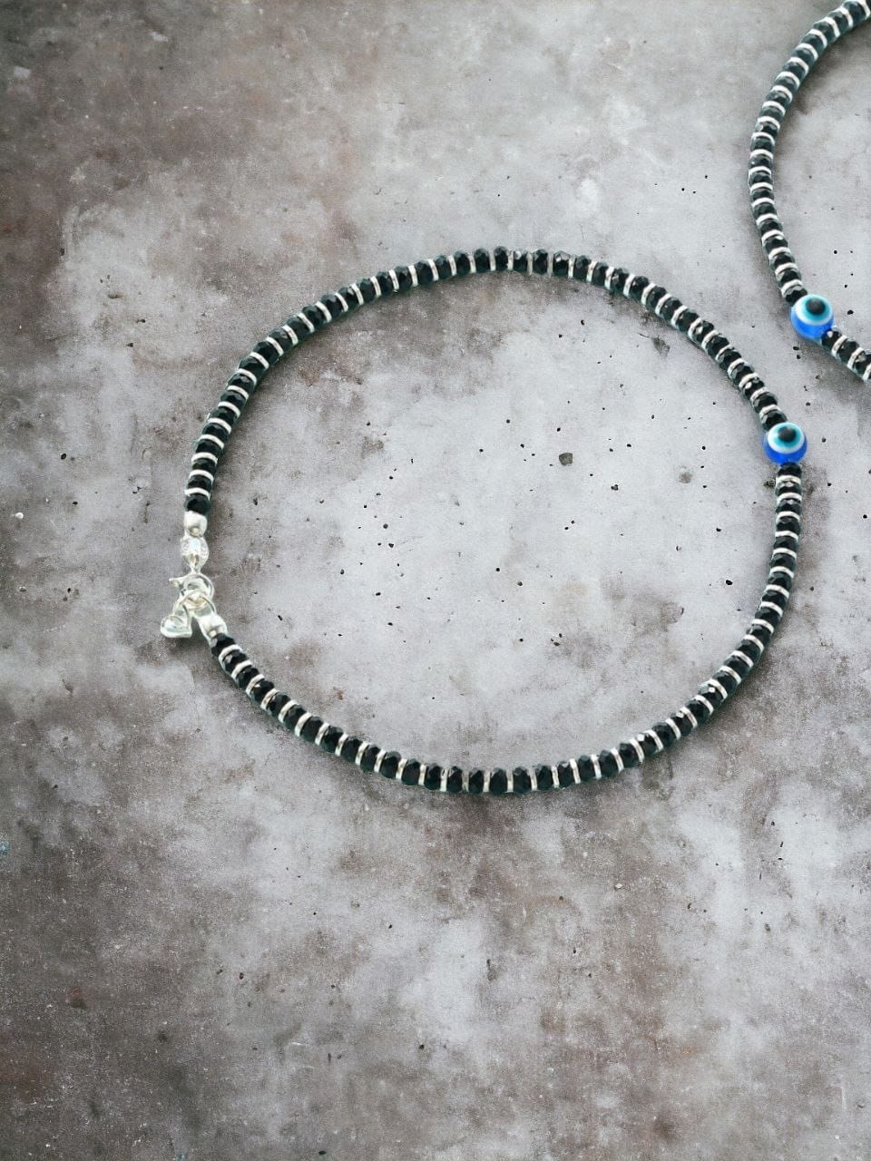 Affordable Silver Plated Evil Eye Beads Anklets for Girls - Image 3