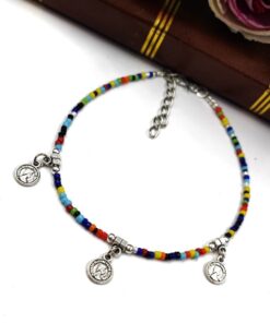 Beautiful Multi Beads Anklets in oxidised Charms For Girls