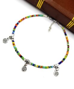 Multi Beads Anklets in Oxidised Flower Charms | Best Trendy foot Accessories