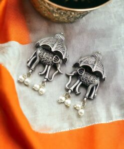 Elephant Earrings | Antique Look Bollywood Style Best Oxidised Stud Earring