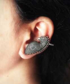 Parrot Earcuff | Silver Replica Earrings | Unique Ear cuff Style Jewelry