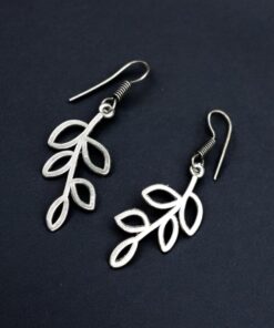 Casual Oxidised Leaf Style Earrings | Simple German Silver Hook Earring