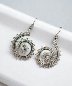 Alternative view of Light Weight Earrings | Unique Oxidized Silver Plated Hook Style Jewelry