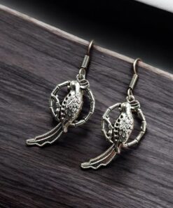 Peacock Earrings | Affordable German Silver Hook Dangler Jewelry
