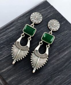 Alternative view of Traditional Silver Replica Earrings | Adorable Designer Monalisa Stone Jewelry
