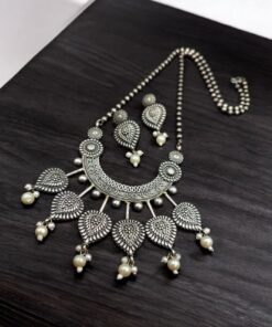 Vintage Look Silver Replica Necklace Set | Unique Traditional Indian Jewelry
