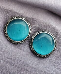 Alternative view of Stone Studs | Silver Look alike Earrings | Unique Partywear Jewelry
