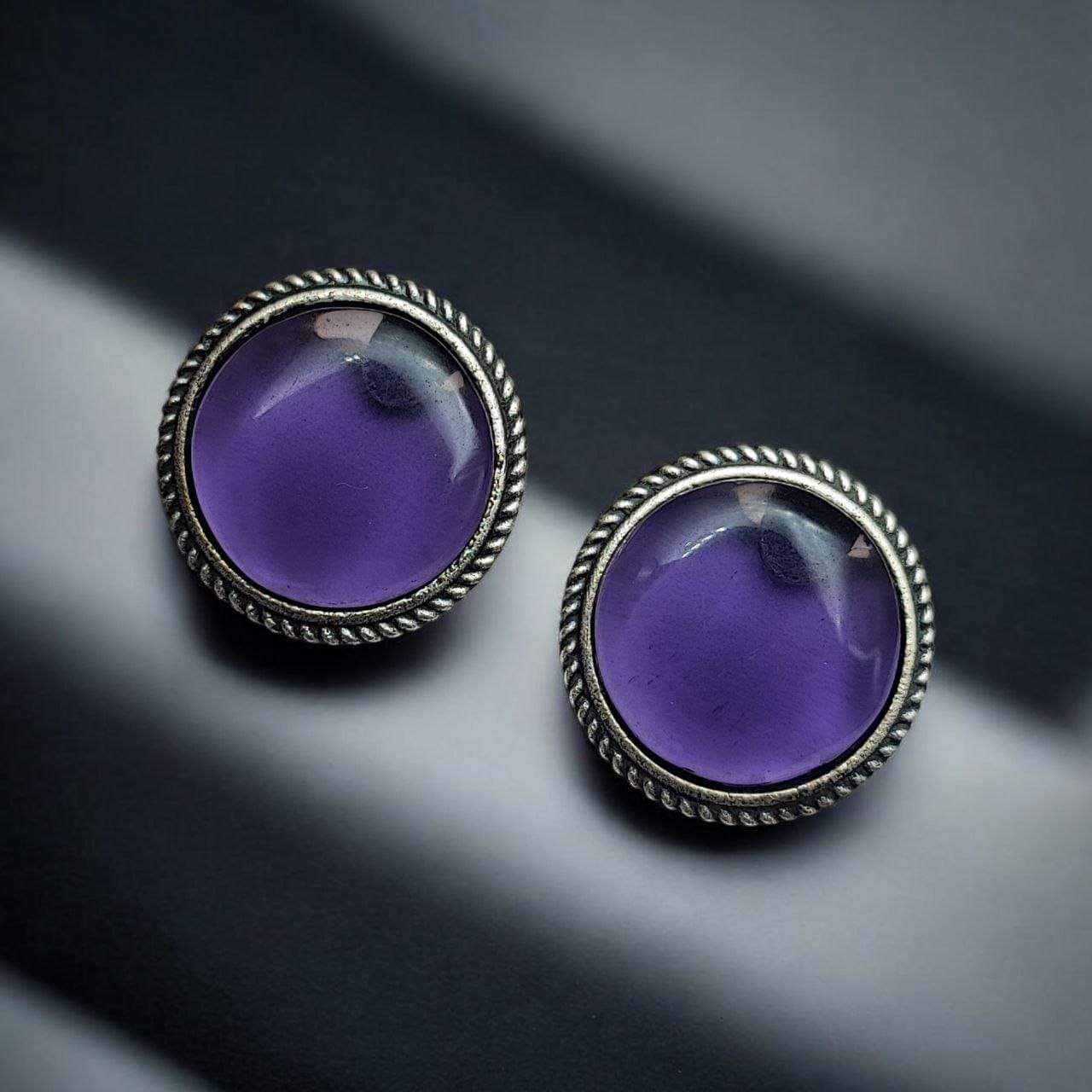 Stone Studs | Silver Look alike Earrings | Unique Partywear Jewelry