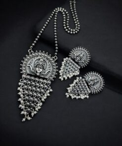 Silver Replica Lord Durga Pendant Set | Unique Navratri Special Necklace