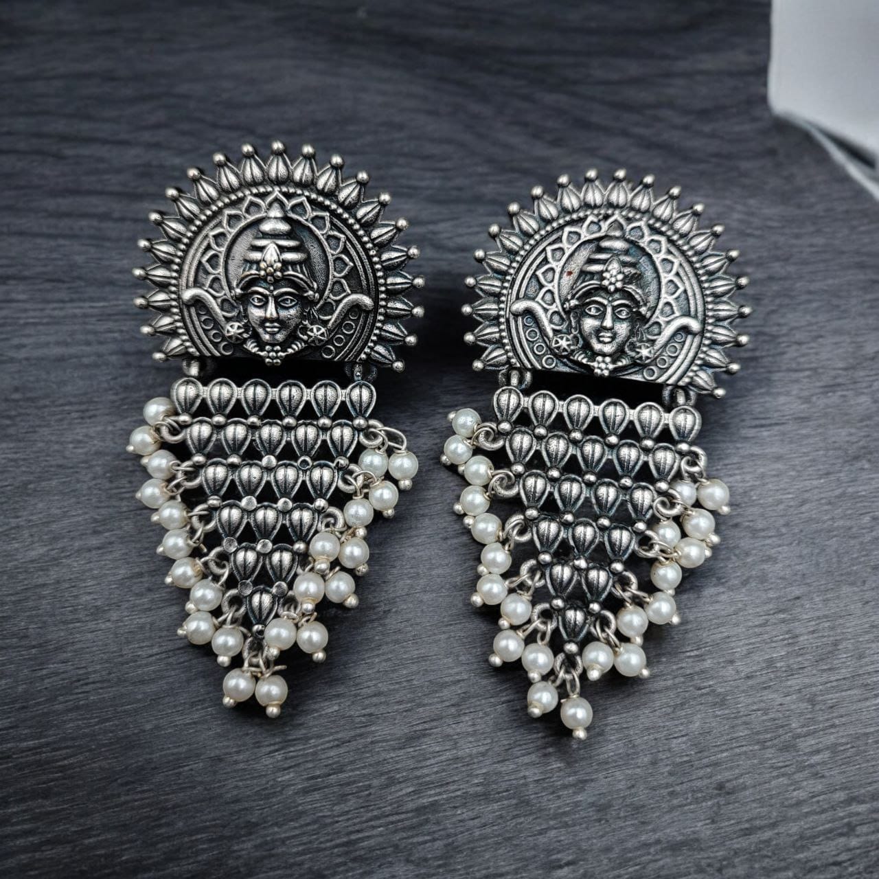 Silver Replica Lord Durga Pendant Set | Unique Navratri Special Necklace - Image 2