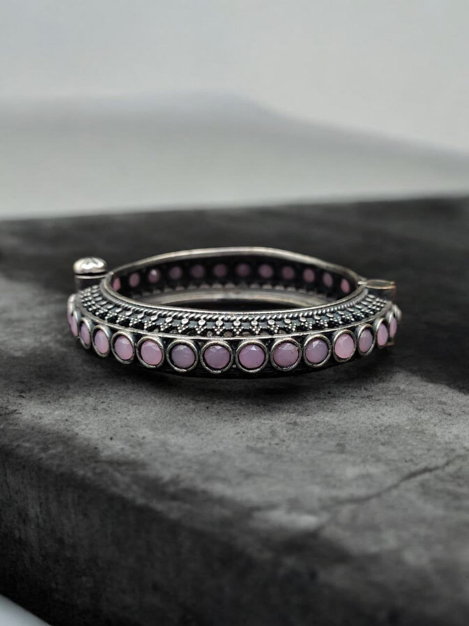 Antique Silver Replica Bracelet | Unique Silver Look Kada Bangle - Image 5