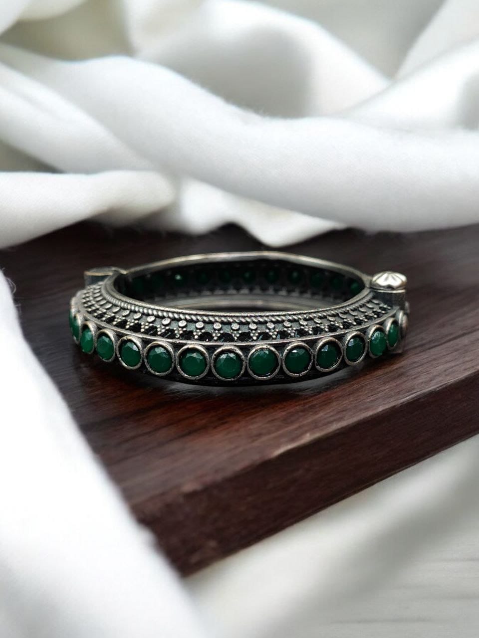 Antique Silver Replica Bracelet | Unique Silver Look Kada Bangle - Image 7