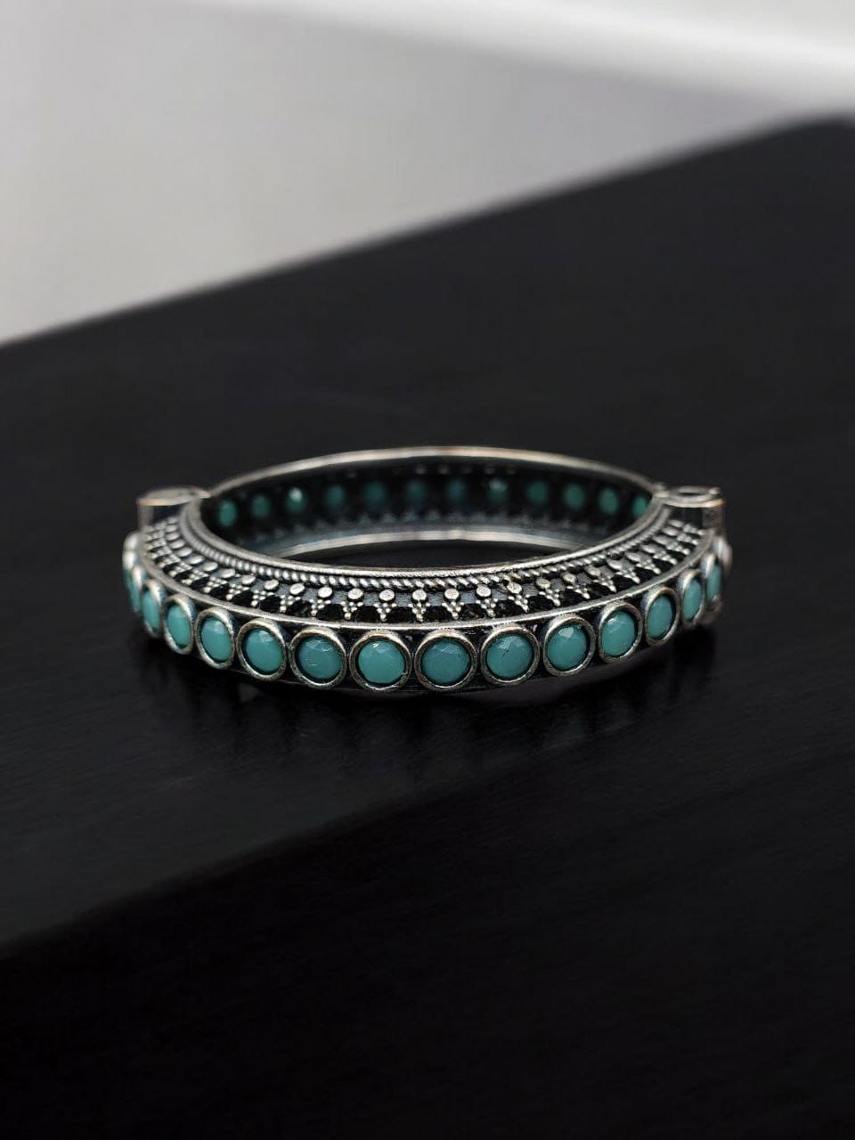 Antique Silver Replica Bracelet | Unique Silver Look Kada Bangle - Image 13