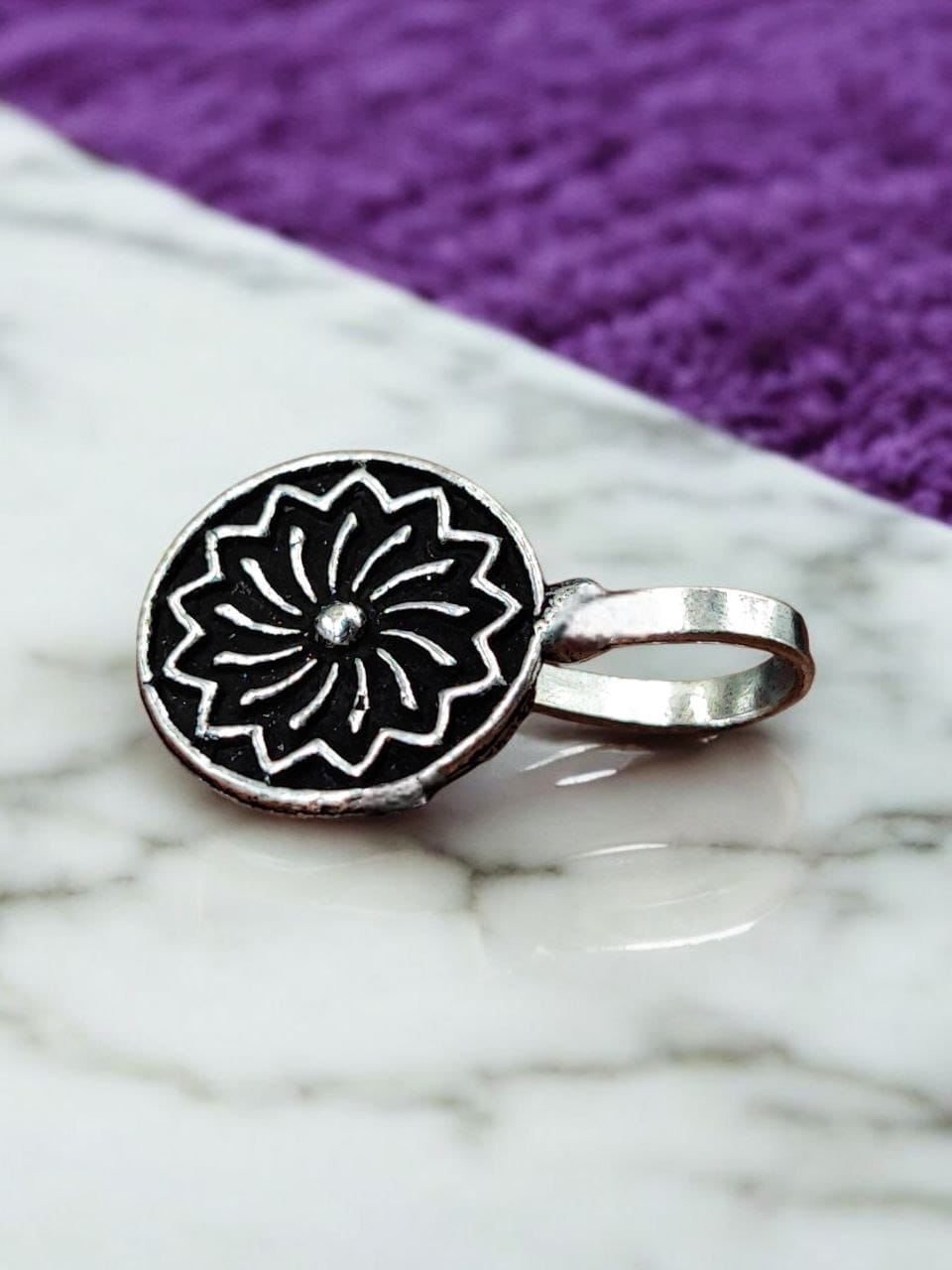 Round Oxidised Nosepin | Best Silver Plated Nose Accessories For Girls