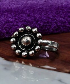 Attractive Flower Style Oxidized Press Nosepin For Girls