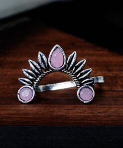 Alternative view of Marathi Nath | Unique Oxidised Silver Plated Press Nosepin For Girls