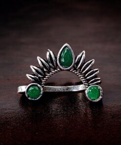 Marathi Nath | Unique Oxidised Silver Plated Press Nosepin For Girls