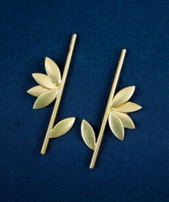 Gold Plated Bamboo Earring | Unique Contemporary Jewelry