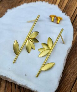Alternative view of Gold Plated Bamboo Earring | Unique Contemporary Jewelry