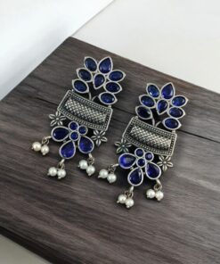Alternative view of Silver Replica Earring | Antique Touch Oxidised Stud | Unique Silver Jewelry