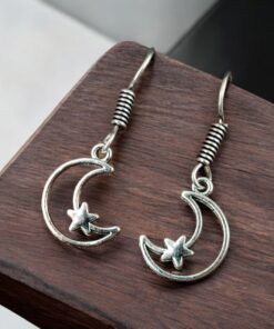 Moon Star Earrings | Adorable Light Weight German Silver Hook Earring