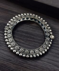 Alternative view of Antique Flower Bracelet | Oxidized Openable Bangles | Ethnic Indian Kada
