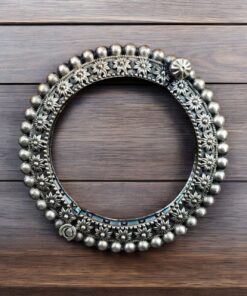 Antique Flower Bracelet | Oxidized Openable Bangles | Ethnic Indian Kada