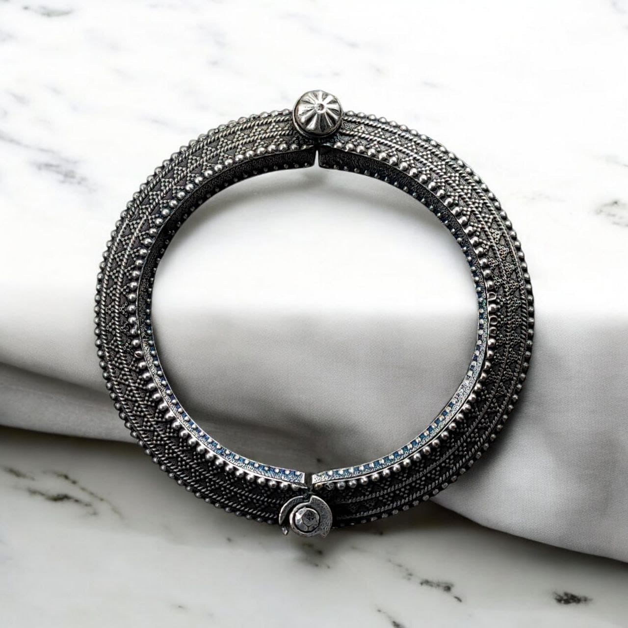 Bollywood Style Kada | Best Silver Touch Antique Bracelet | Bangles For Girls - Image 5