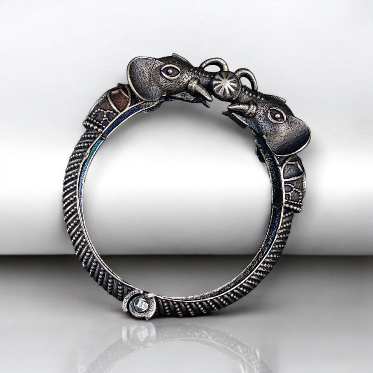 Elephant Designs Bangles | Best Openable Bracelets | Silver Replica Kada For Girls - Image 3