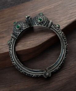 Antique Silver Bracelet | Oxidized Kada with Stone Work | Best Openable Bangle