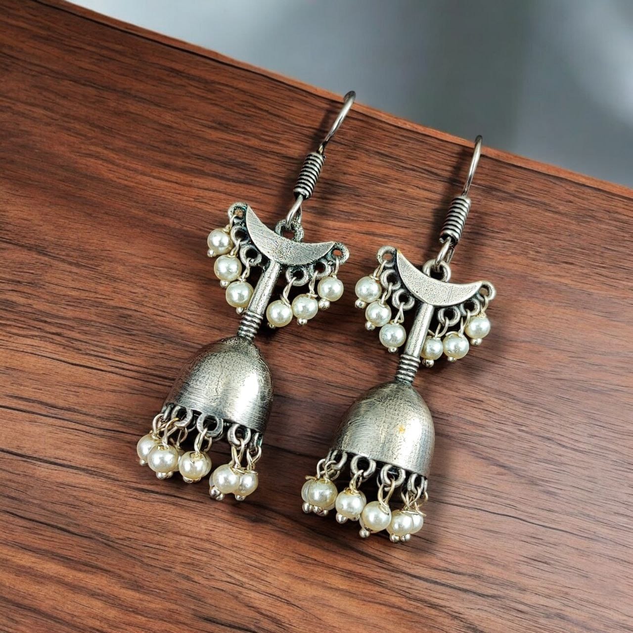 Silver Replica Jhumki | Adorable Light Weight Oxidized Jhumka Earrings