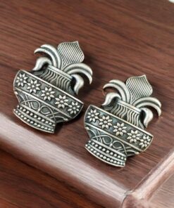 Silver Replica Kalash Stud | Unique Oxidized Earrings For Girls