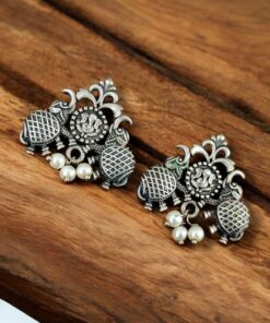 Silver Replica Elephant Stud Earrings | Best Oxidised Daily Wear Jewelry