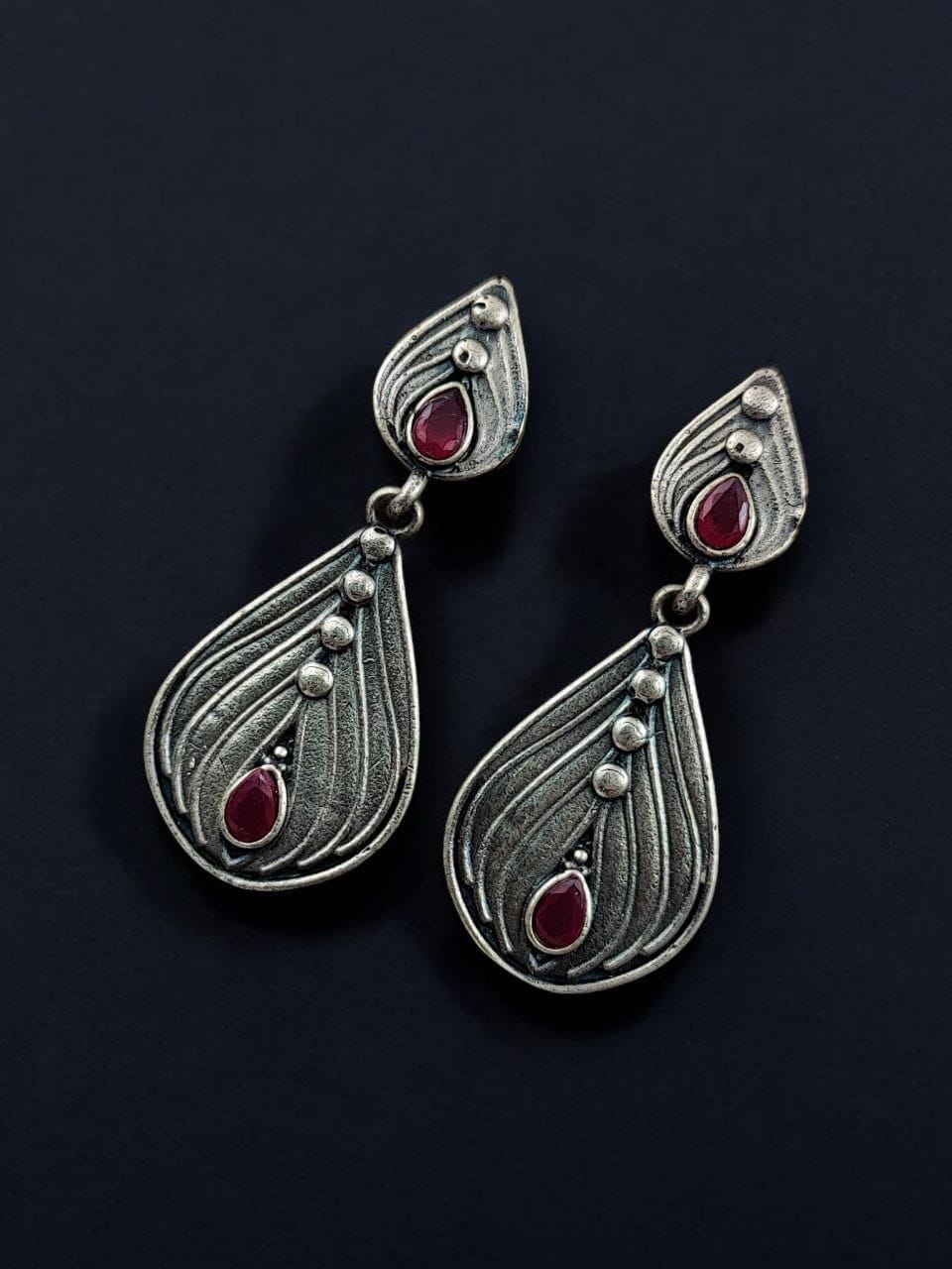 Oxidised Casual Earrings | Best Silver Replica Jewelry | Light Weight Studs - Image 6