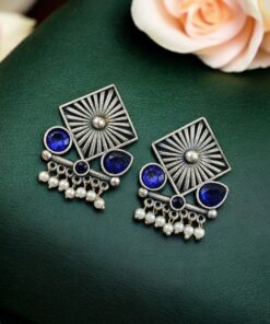 Traditional Silver Replica Stud Earrings | Best Light Weight Oxidised Jewelry