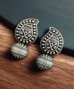 Silver Replica Daily Wear Studs | Unique Ancient Oxidized Look Earrings For Girls