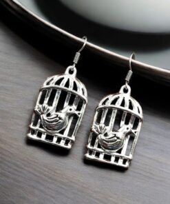 Oxidised Bird Cage Earrings | Best German Silver Hook Style Jewelry