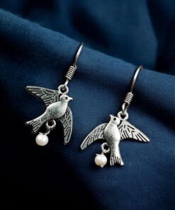 German Silver Bird Earring | Oxidised Hook Earring | Best Daily-wear Jewelry